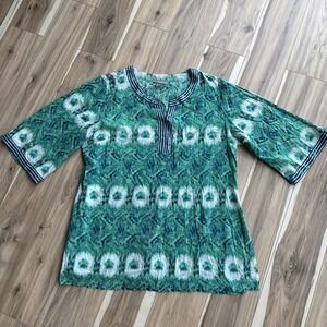 Peppermint Bay Shirt Womens Sz 3XL Blue Teal Tunic Top Casual Dress Cover Up